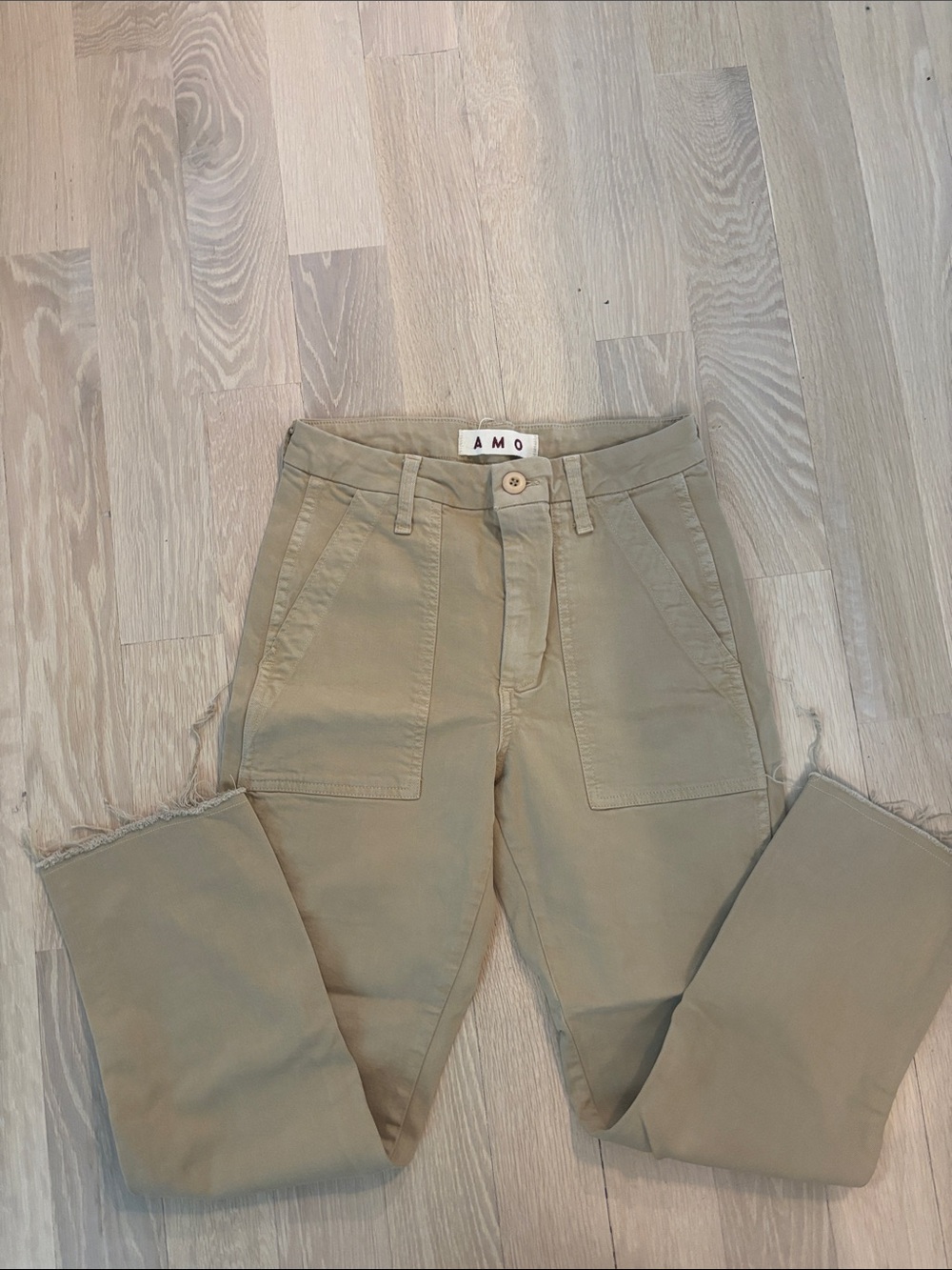 AMO Beige Utility Trousers with Belt Loops